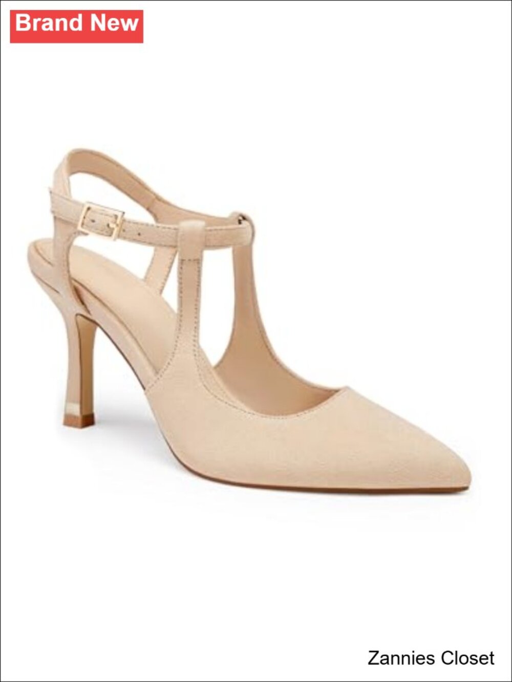 ✨ Pointed Toe Ankle Strap Stiletto Pumps Faux Leather Heels